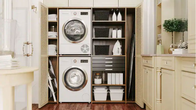 Ruang Laundry Minimalis dengan Rak Tingkat | Angi.com
