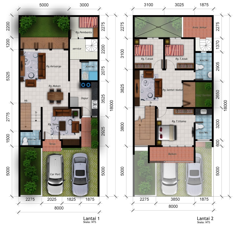 Desain Rumah Tingkat Minimalis Rumah Persegi Panjang